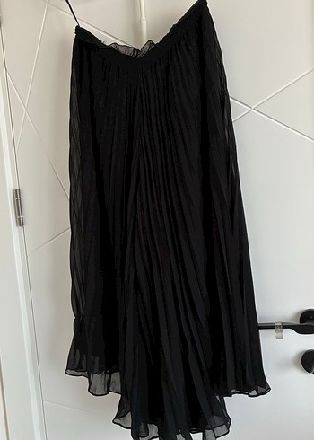 Siyah Pilili Uzun şifon etek pantalon