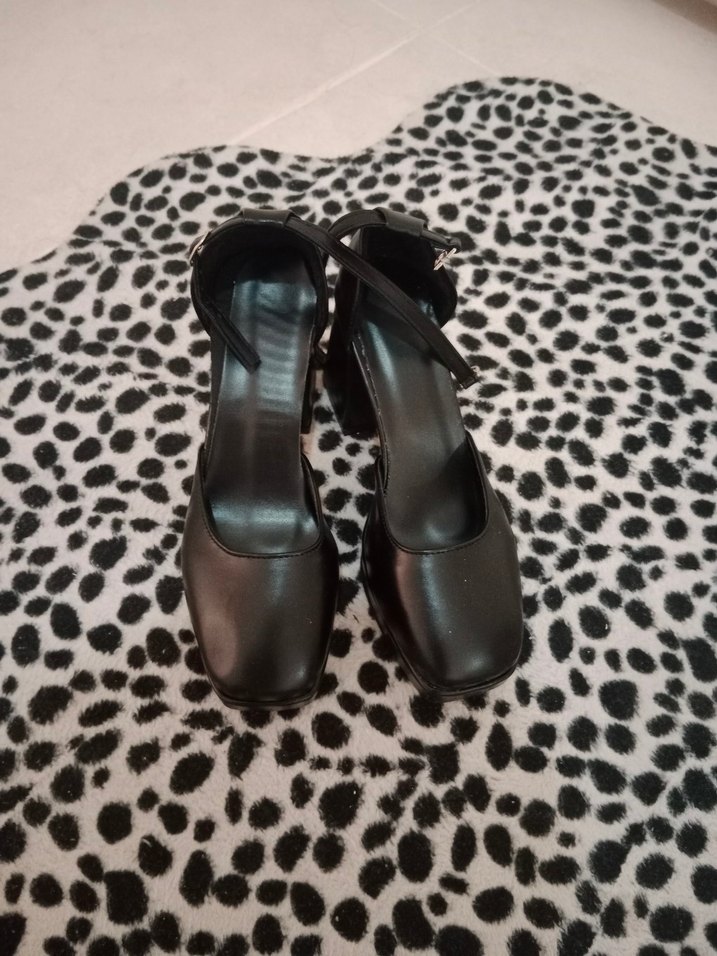 Siyah Leopar Desenli Platform Topuklu Bağcıklı Ayakkabı - Görsel 2