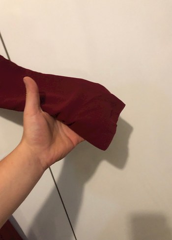 Bordo Uzun Kollu Salaş Kadın Elbise - Görsel 3