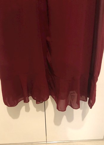 Bordo Uzun Kollu Salaş Kadın Elbise - Görsel 6