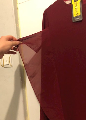 Bordo Uzun Kollu Salaş Kadın Elbise - Görsel 8