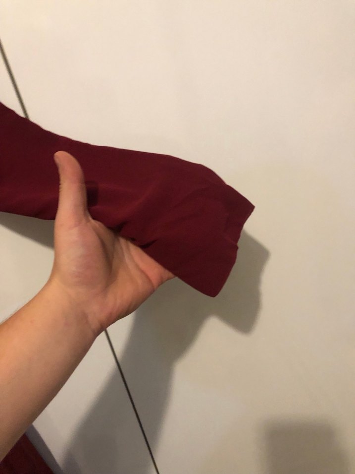 Bordo Uzun Kollu Salaş Kadın Elbise - Görsel 3