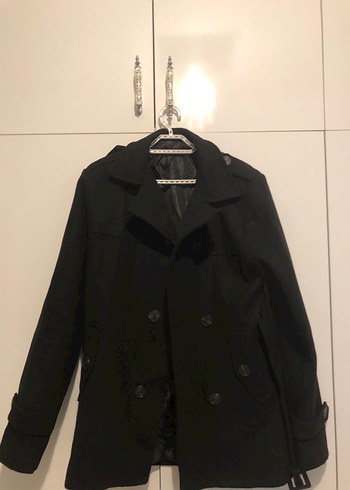 Düğmeli Siyah Midi Kadın Kaban - Görsel 2