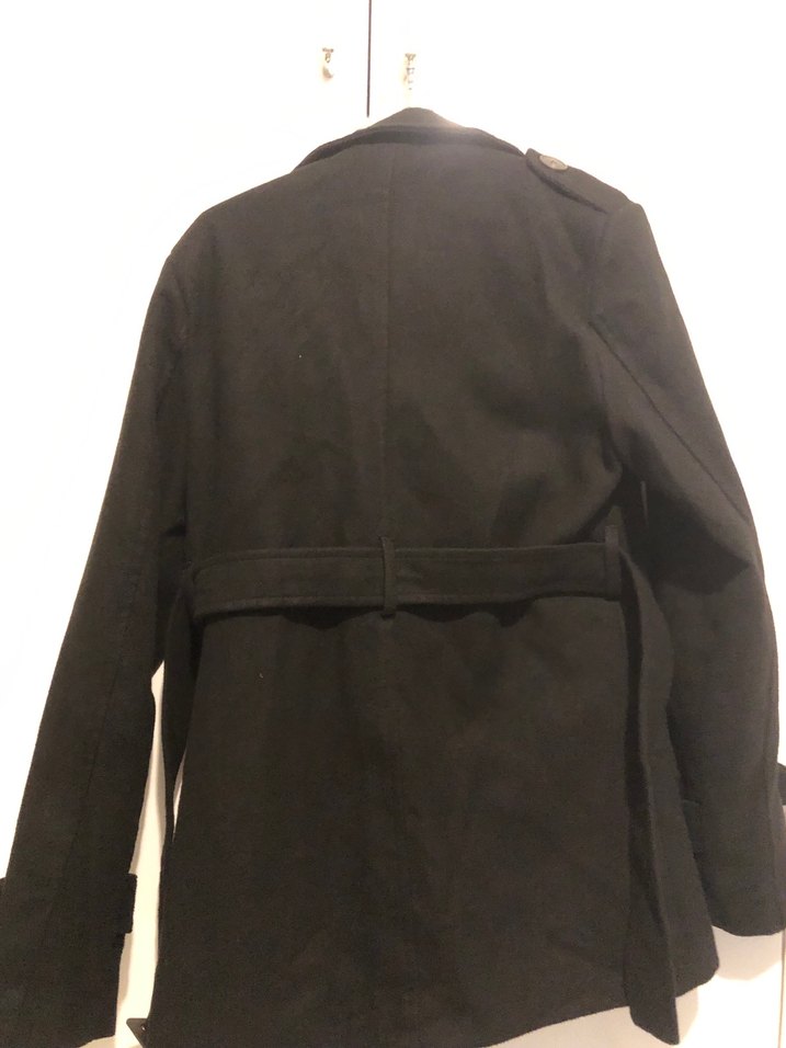 Düğmeli Siyah Midi Kadın Kaban - Görsel 4