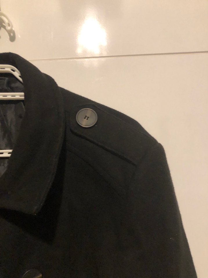 Düğmeli Siyah Midi Kadın Kaban - Görsel 3