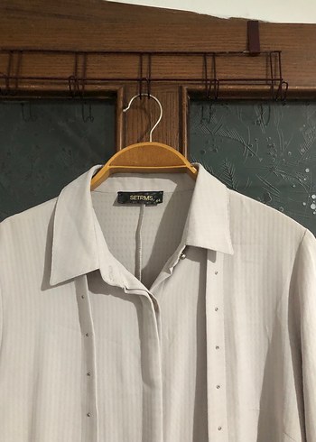 Bej Uzun Kollu Keten Tunik - Görsel 6