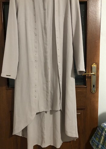 Bej Uzun Kollu Keten Tunik - Görsel 3