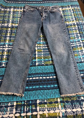 Gri-Mavi Bağlamalı Denim Kadın Jean - Görsel 2