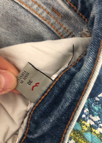 Gri-Mavi Bağlamalı Denim Kadın Jean - Görsel 4