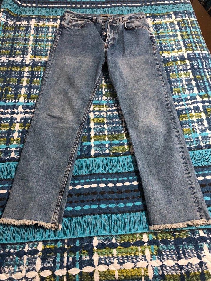 Gri-Mavi Bağlamalı Denim Kadın Jean - Görsel 2