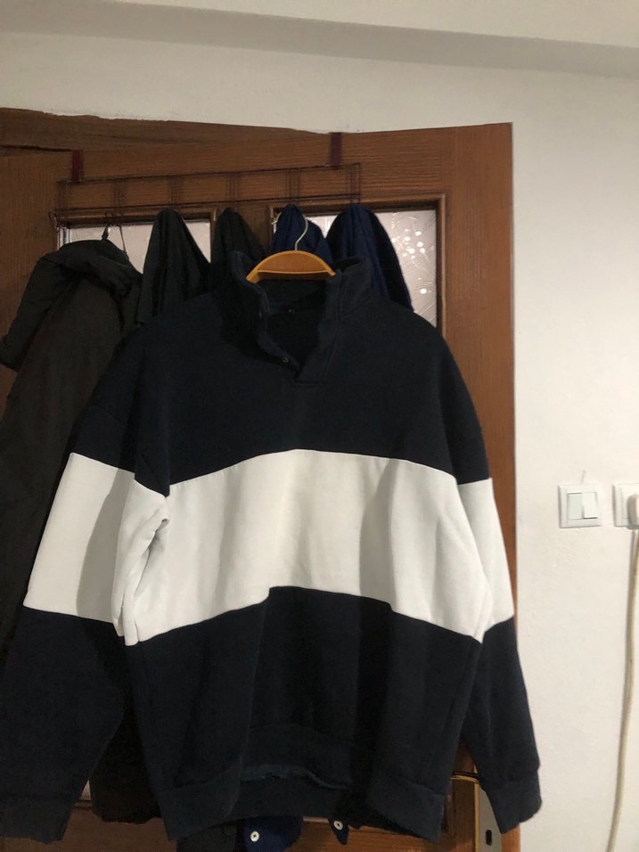 Düğmeli Yaka Detaylı Erkek Oversize Sweatshirt - Görsel 2