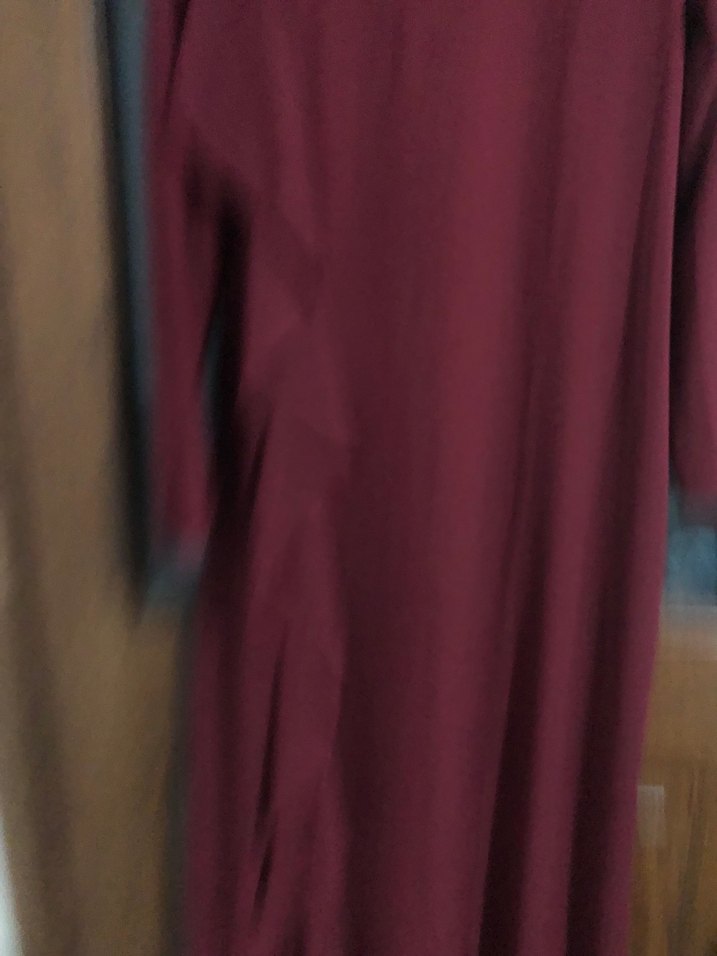 Bordo Drapeli Uzun Kollu Uzun Elbise - Görsel 3