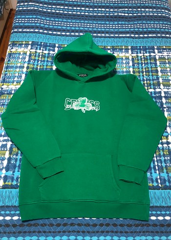Yeşil Kapüşonlu Baskılı Erkek Sweatshirt - Görsel 3