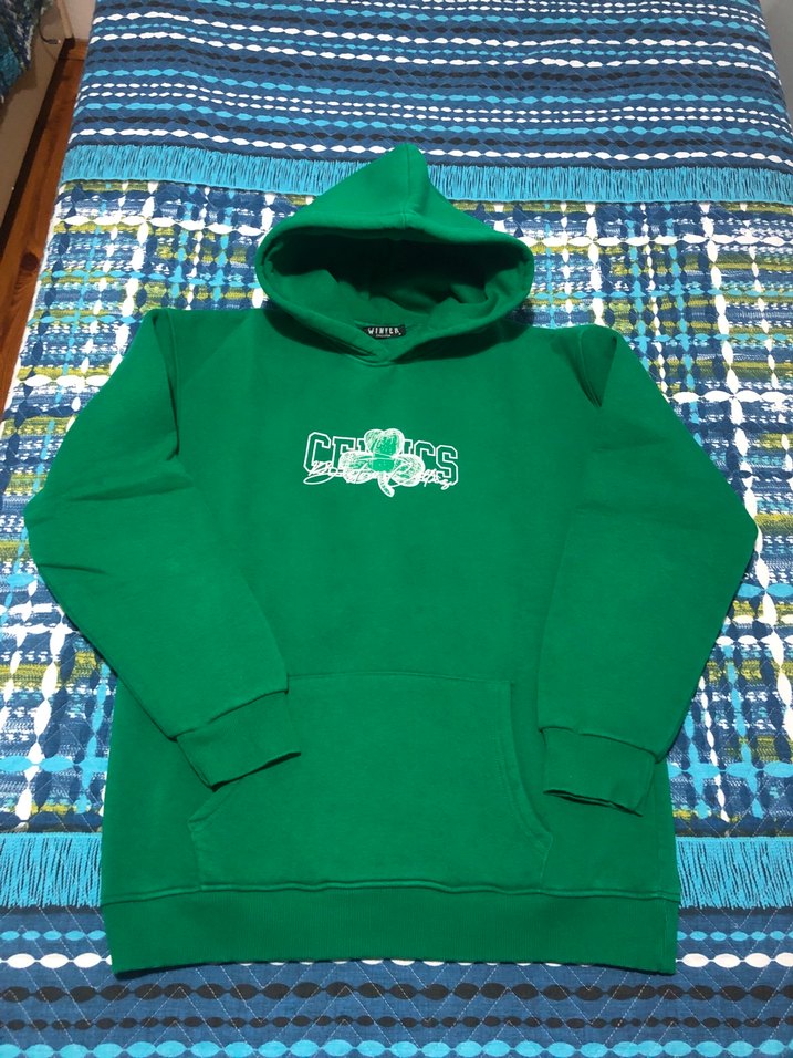 Yeşil Kapüşonlu Baskılı Erkek Sweatshirt - Görsel 3