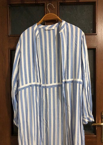 Mavi Bohem Çizgili Bornoz - Görsel 6