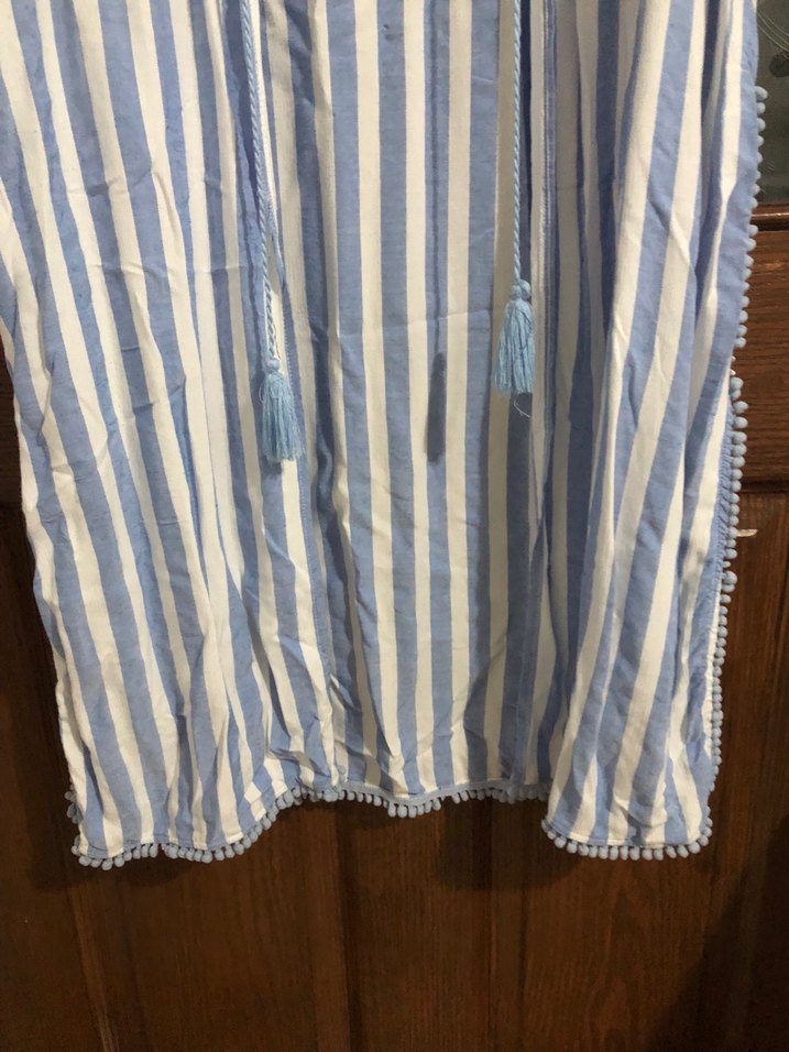 Mavi Bohem Çizgili Bornoz - Görsel 3