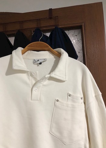 Beyaz Kadın Uzun Kollu Sweatshirt - Görsel 2