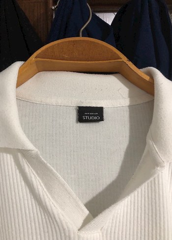 Beyaz Erkek Polo Yaka Sweatshirt - Görsel 3