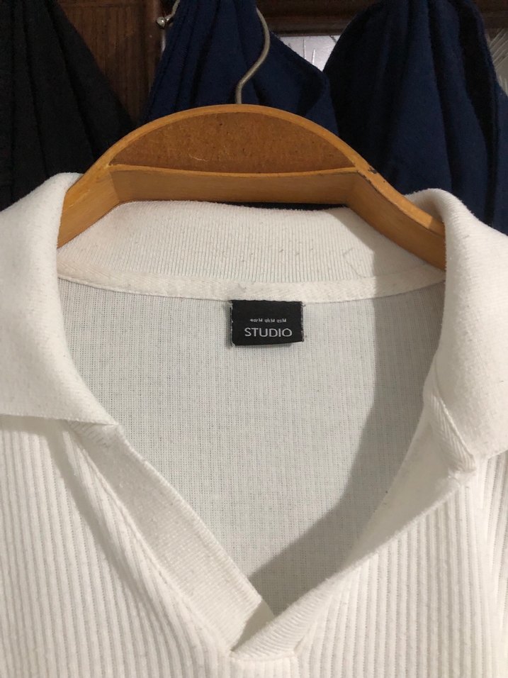 Beyaz Erkek Polo Yaka Sweatshirt - Görsel 3