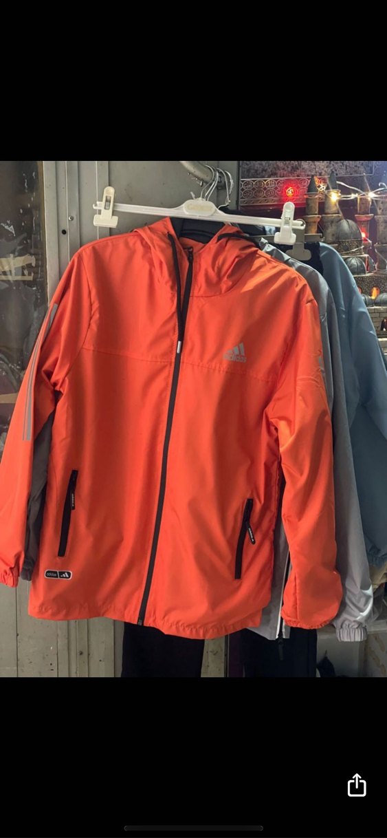 Turuncu Kapüşonlu Fermuarlı Erkek Ceket - Görsel 2