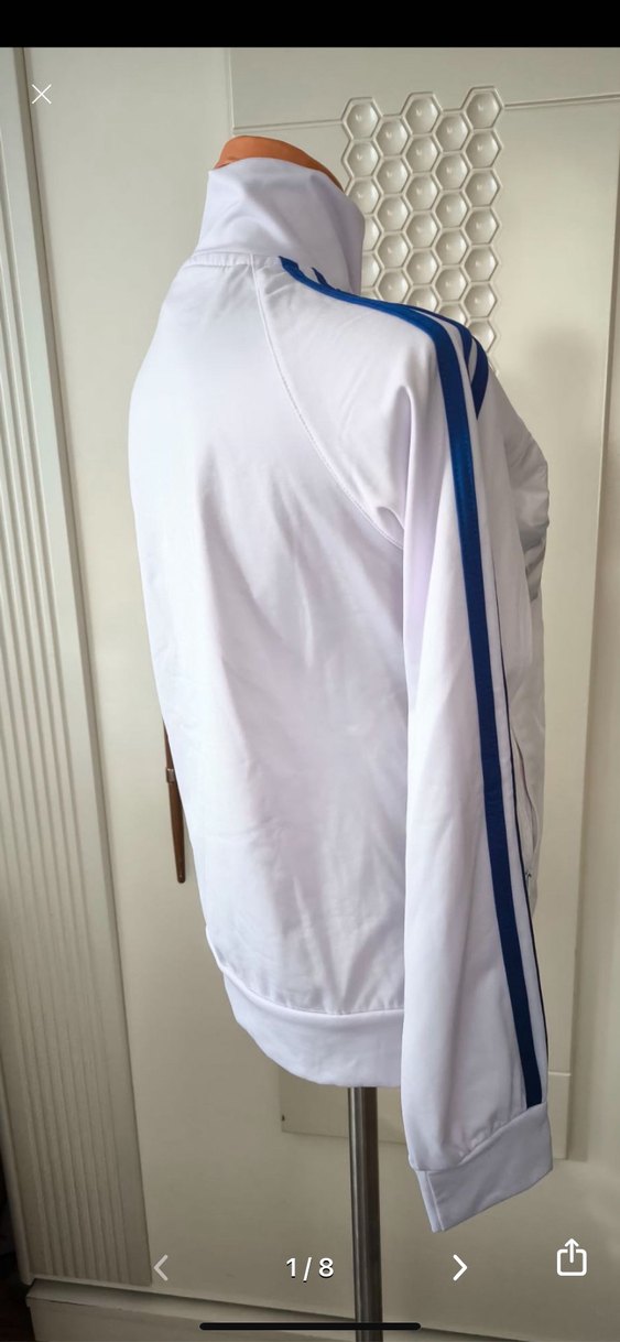 Beyaz Fermuarlı Adidas Uzun Kollu Ceket - Görsel 4