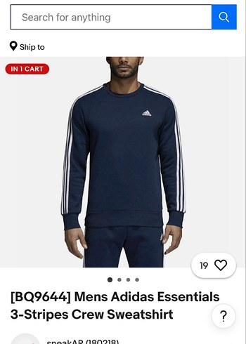 Erkek Mavi Kapüşonsuz Gri Baskılı Sweatshirt - Görsel 6