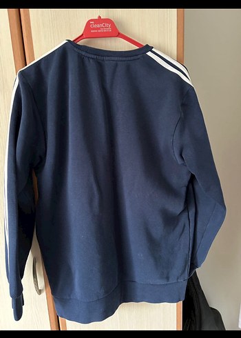 Erkek Mavi Kapüşonsuz Gri Baskılı Sweatshirt - Görsel 4