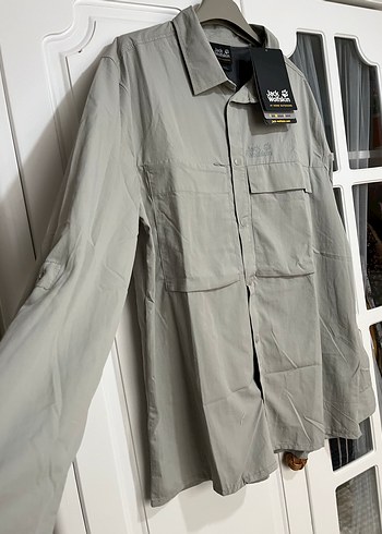 Jack Wolfskin marka outdoor gömlek. M beden ve gri renk. - Görsel 3