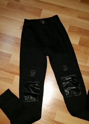 sıfır yuksel bel keten pantalon yama detylı 36 beden