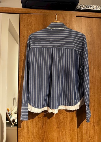 Mavi Çizgili Uzun Kollu Gömlek - Görsel 2