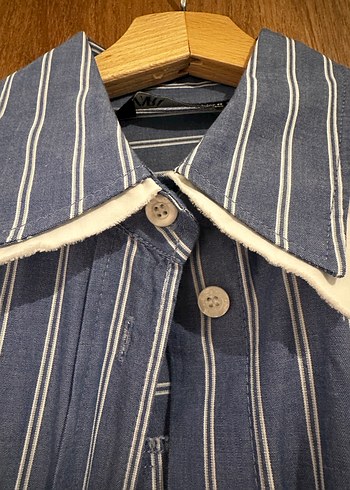 Mavi Çizgili Uzun Kollu Gömlek - Görsel 4