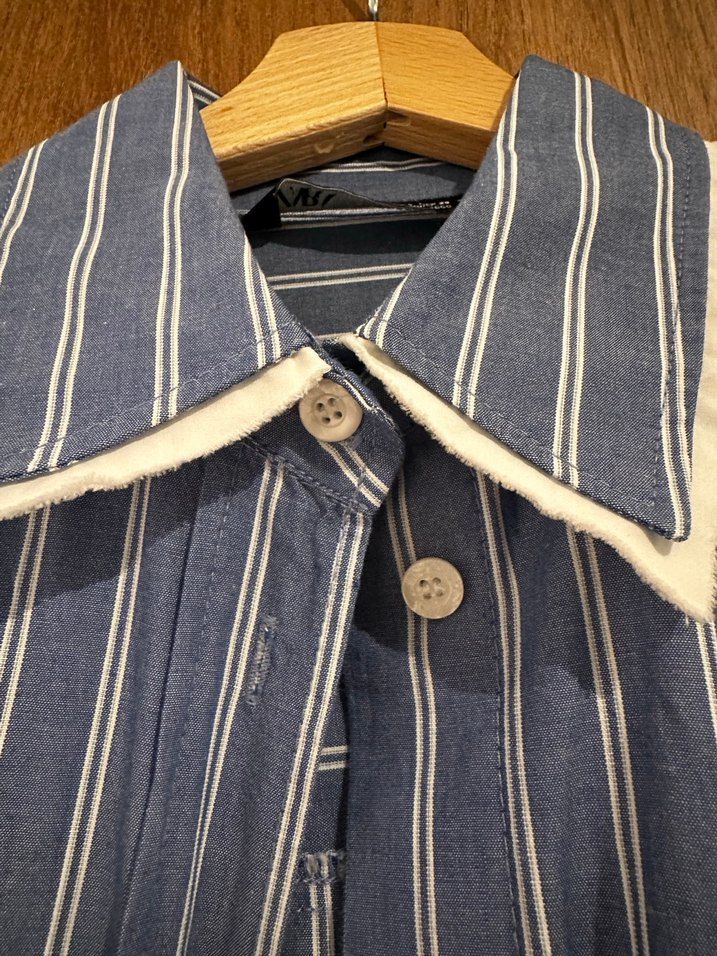 Mavi Çizgili Uzun Kollu Gömlek - Görsel 4