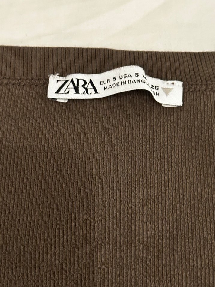 Kahverengi triko Uzun Kollu Kadın Bluz - Görsel 2