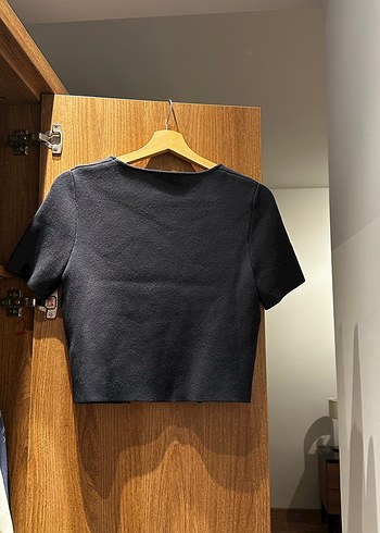 Düğmeli lacivert Kısa Kollu Kadın Hırka - Görsel 5