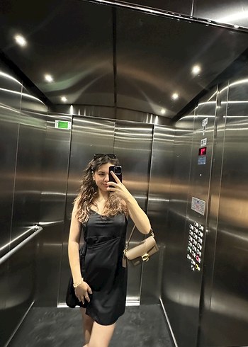 Siyah V Yakalı bağlamalı Midi Elbise - Görsel 8