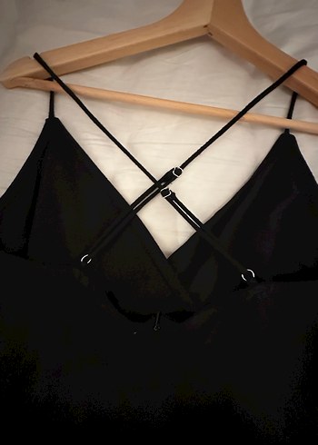 Siyah V Yaka Drapeli  Elbise - Görsel 3