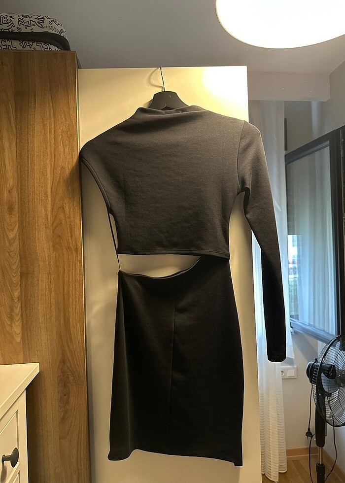 Zara siyah asimetrik elbise - Görsel 3