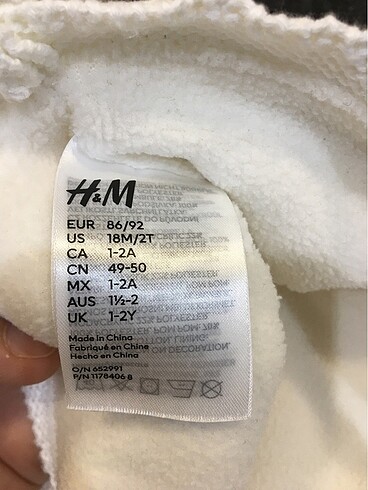 2-3 Yaş, 20 cm Beden Bebek bere kar maskesi h&m marka çok tatlı