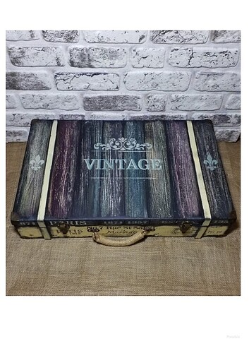 Ahsap vintage dekoratif Buyük boy Bavul