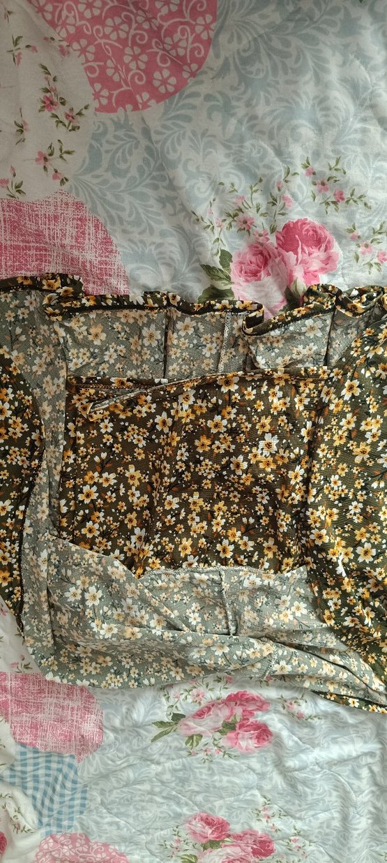 Kahverengi Çiçekli Volanlı Mini şortlu etek - Görsel 2