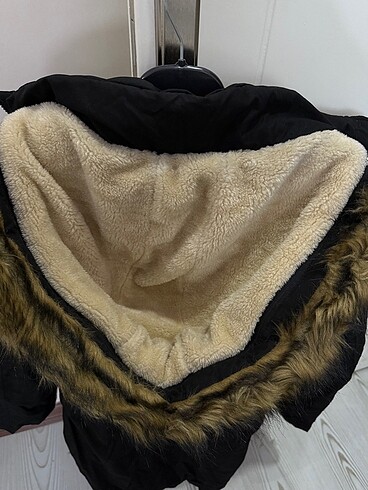 Siyah parka mont - Görsel 7