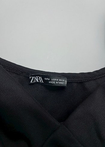 Zara Siyah Drapeli Uzun Kollu Mini Bluz