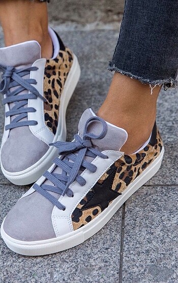 Diğer PumpsUp Star Leopar-Gri Sneaker Leo