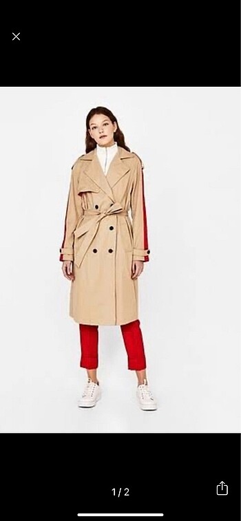 Bershka Bershka Kırmızı şeritli trençkot
