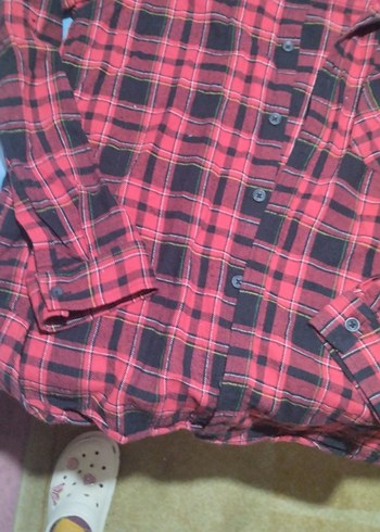 çocuk Kırmızı Kareli Uzun Kollu Gömlek kız - Görsel 3