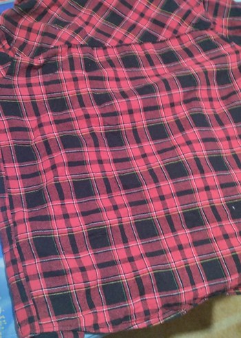 çocuk Kırmızı Kareli Uzun Kollu Gömlek kız - Görsel 4