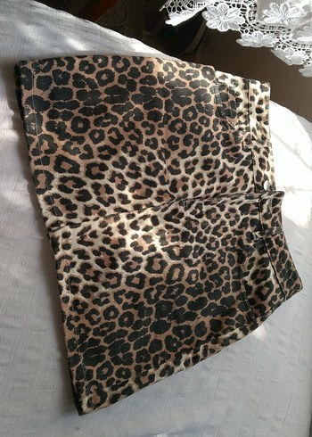 Zara leoparli mini kot etek