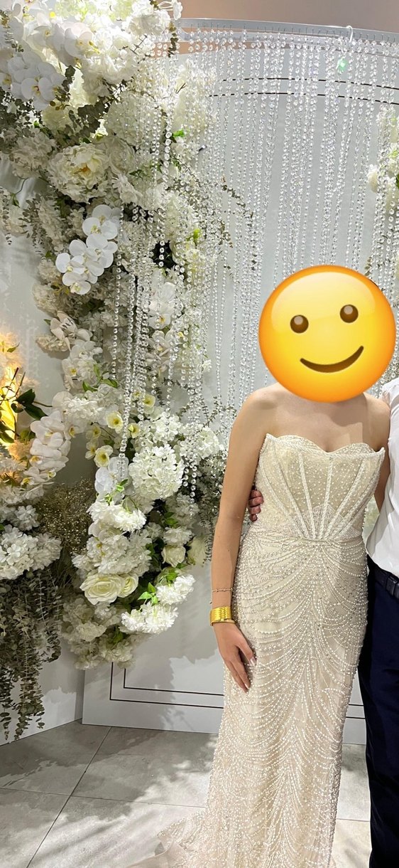 İşlemeli Drapeli Straplez Uzun Gelinlik - Görsel 3