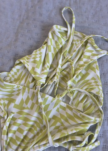 Zara Sarı beyaz Drapeli Midi Bağlamalı body