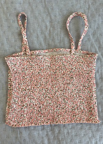 Zara Pembe Çiçekli Askılı crop